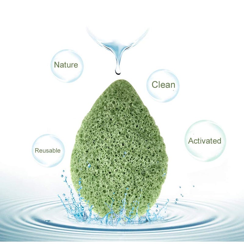 JOSALINAS Nature Konjac Facial Sponge 3 Packs with Activated Bamboo Charcoal for Cosmetic Face Cleaning  Raindrop - Image 5